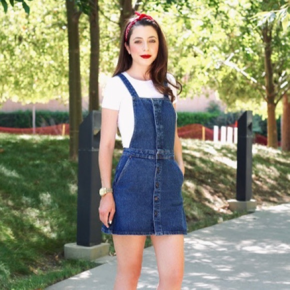 zara denim overall dress